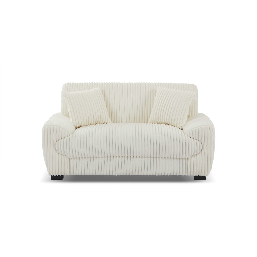 Canapé droit en velours côtelé 2 places beige