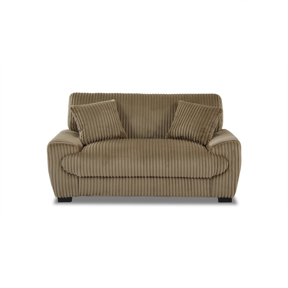Canapé droit en velours côtelé 2 places marron