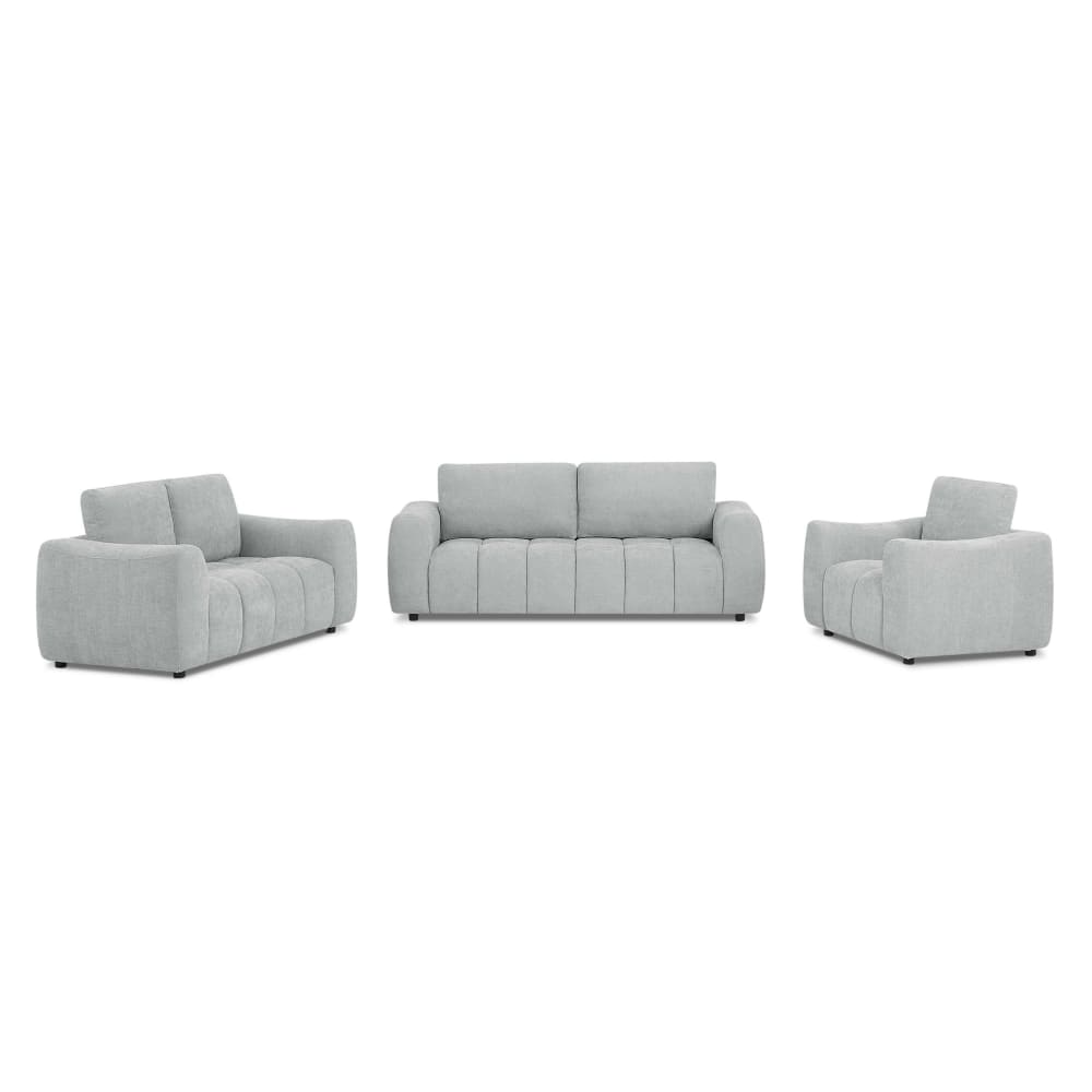 Ensemble canapés droits 3+2 places + fauteuil  tissu gris