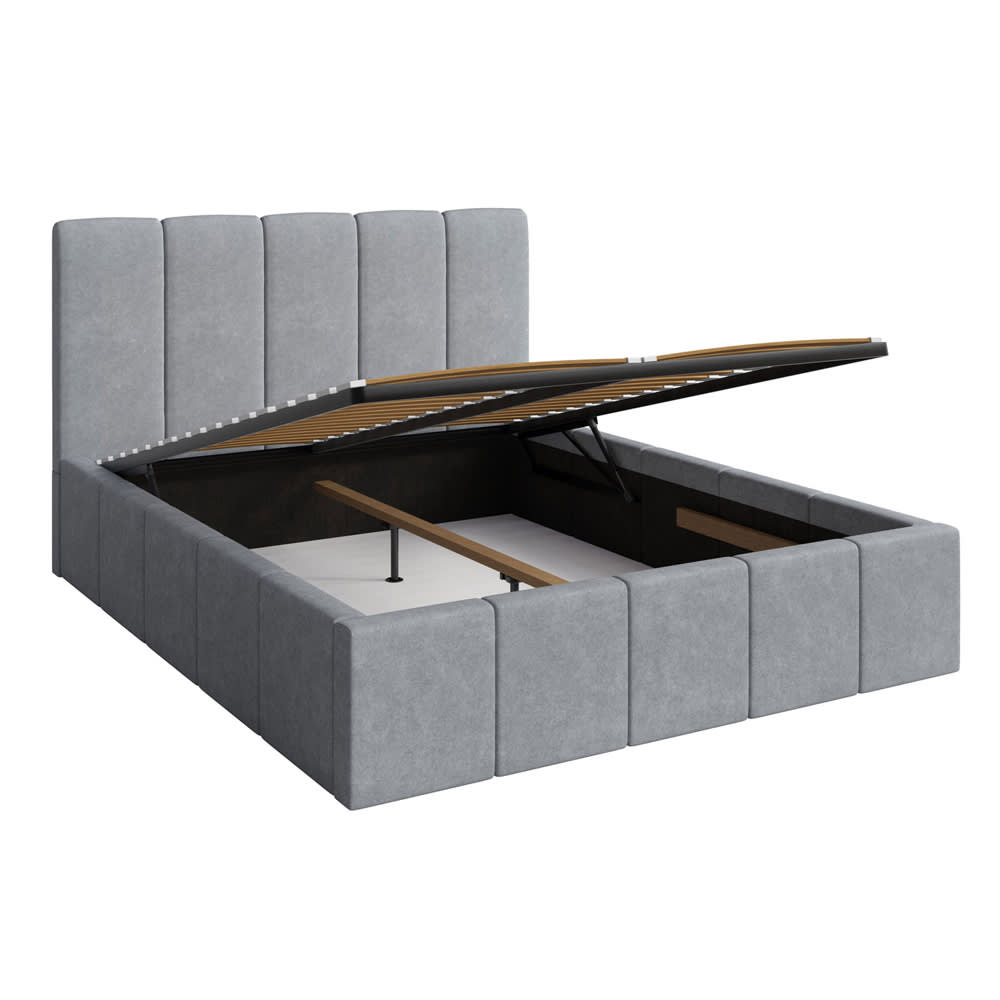 Feldmann-Wohnen Polsterbett modernes Design aus Spanplatte 199x218x112cm, grau style modern - Spanplatte