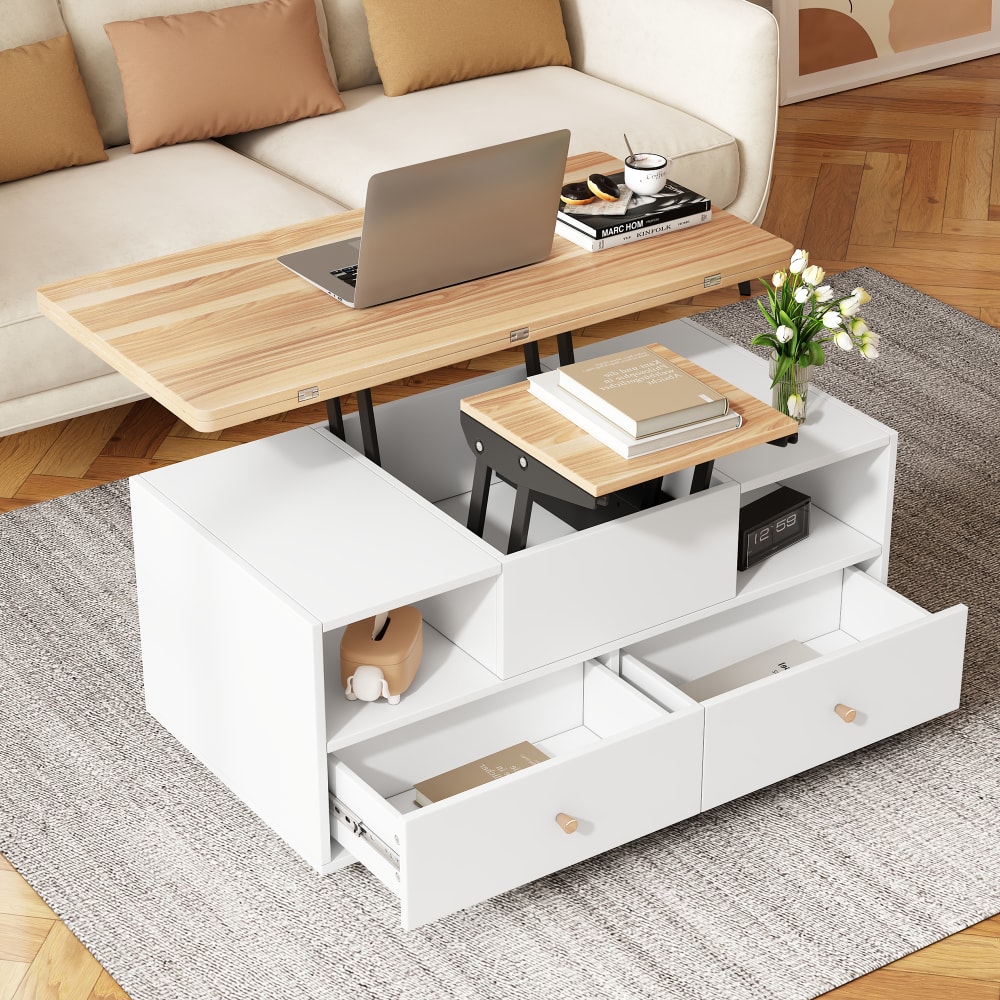 Couchtisch aus MDF höhenverstellbar und klappbar 100x50x47,5 cm,