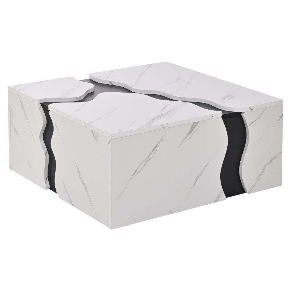 OKWISH Couchtisch aus Spanplatte mit Schublade 70x70x31 cm, weiß - Spanplatte