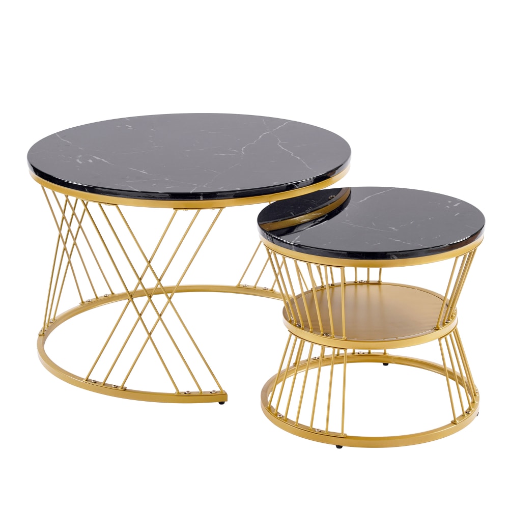 Tables basses gigognes noires avec structure métallique 70x70x45 cm Tables basses gigognes noires avec structure métallique 70x70x45 cm