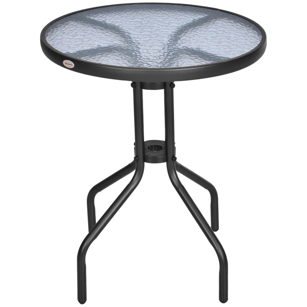 Table de jardin ronde - plateau verre