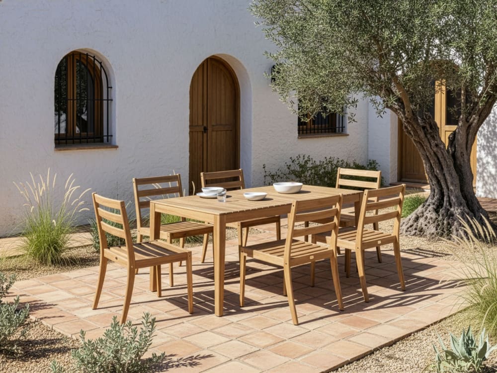 Table de repas 8 personnes en bois d'bois d'acacia certifié marron