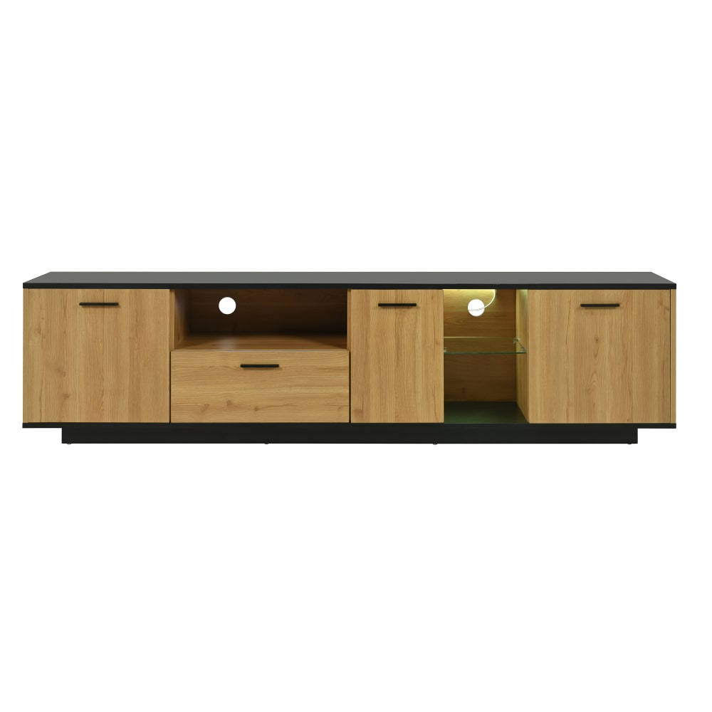 Meuble tv led, étagères - verre