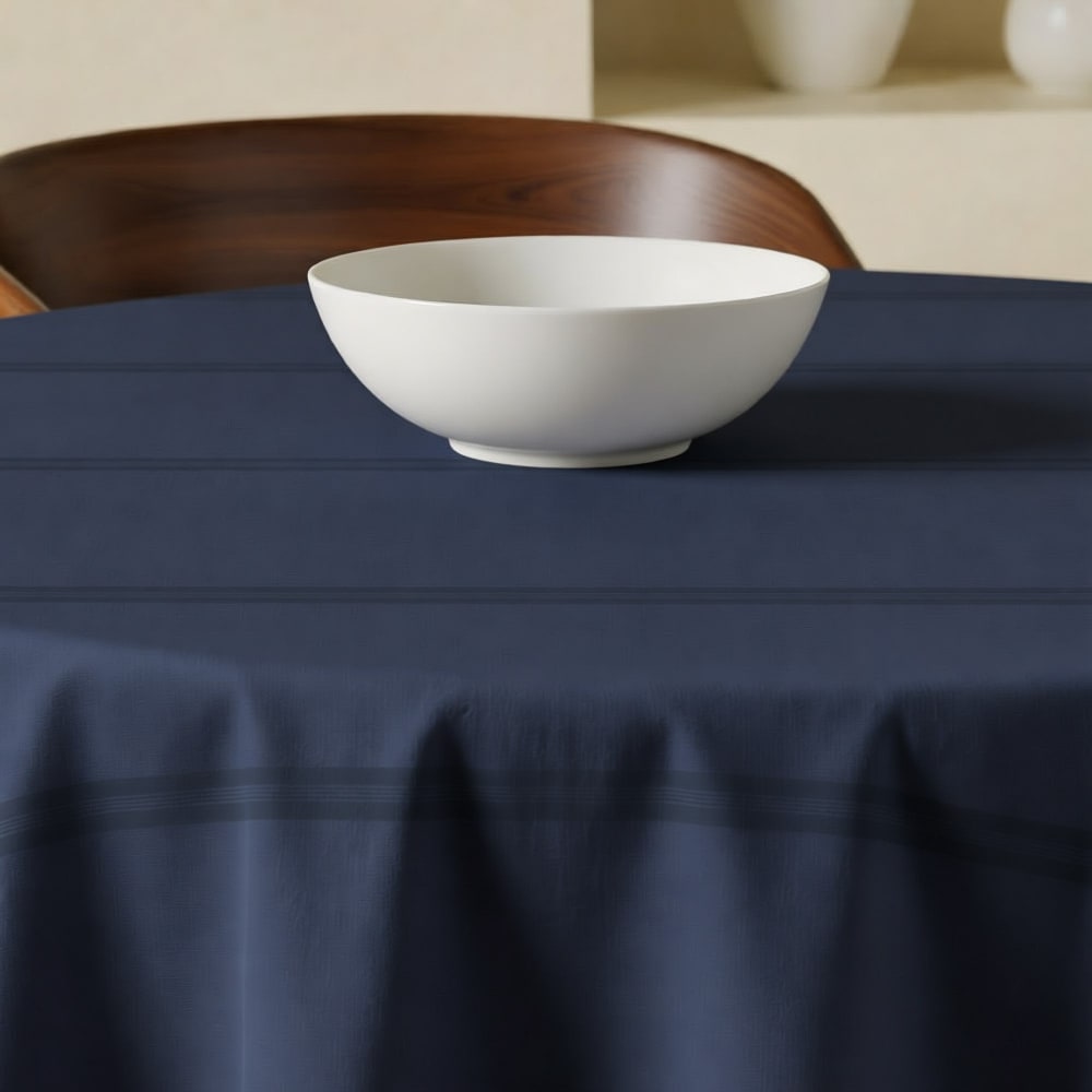 Runde Fleckschutz-Tischdecke 100% Baumwolle Marineblau 155x155 cm