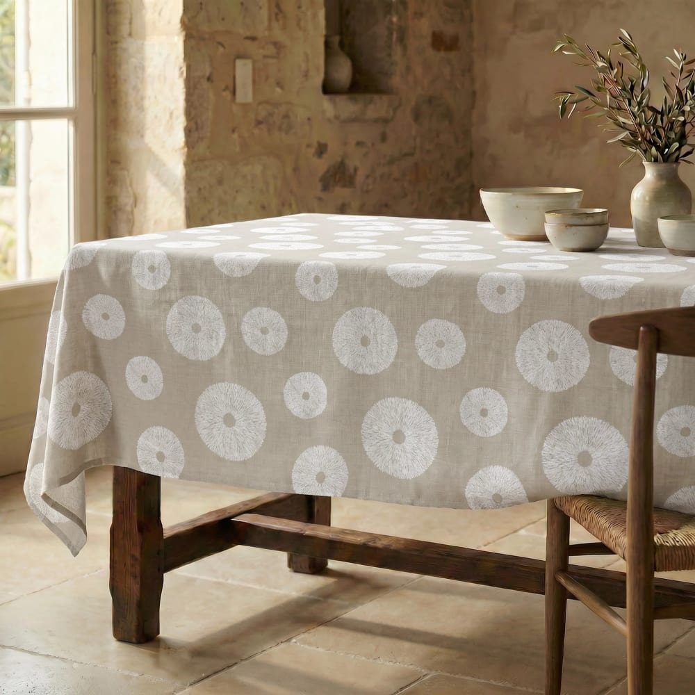 Muare Home Fleckschutz-Tischdecke 100% Baumwolle Beige 300x155 cm Beige Baumwolle