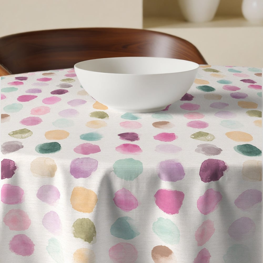 Nappe ronde anti-taches 100% coton multicolore 155x155 cm