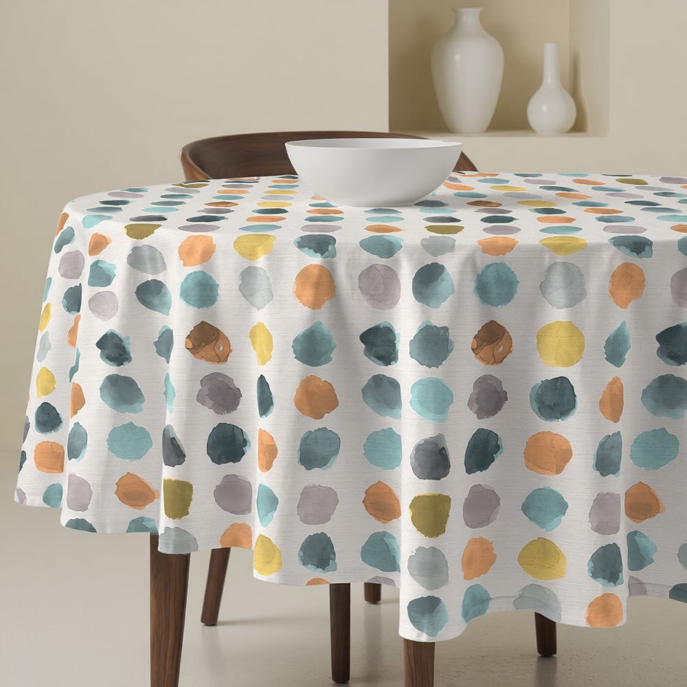 Nappe ronde anti-taches 100% coton multicolore 120x120 cm