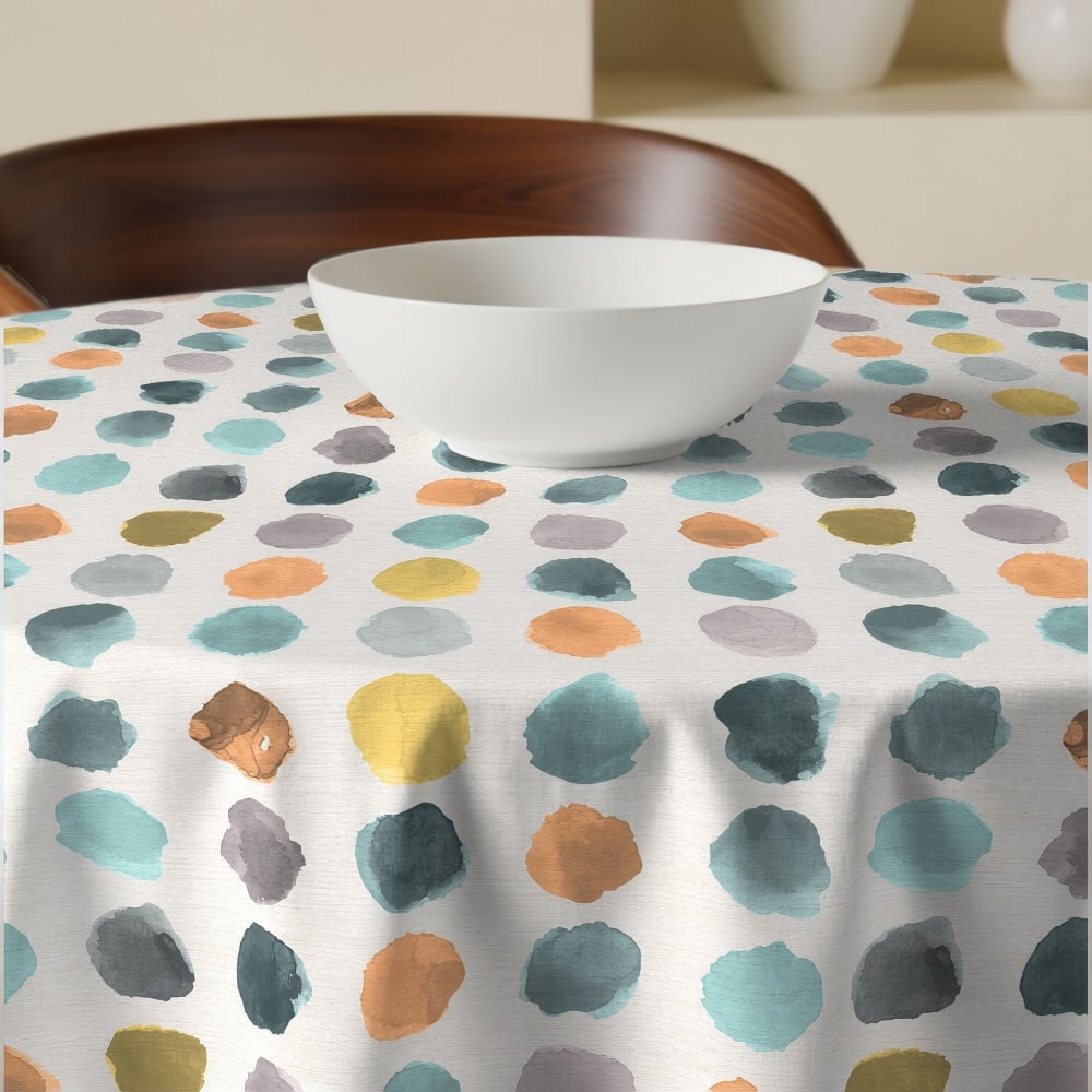 Runde Fleckschutz-Tischdecke 100% Baumwolle Mehrfarbig 155x155 cm