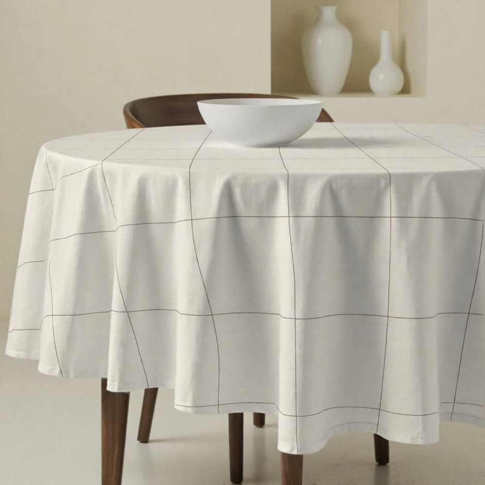 Nappe ronde anti-taches 100% coton lin 190x190 cm