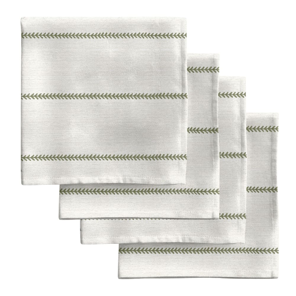 Serviettes de table 100% coton (x4) vert et beige 43x43 cm