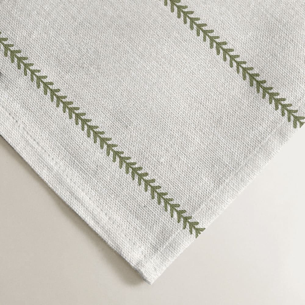 Servietten aus 100% Baunwolle (x4) Grün und Beige 43x43 cm -