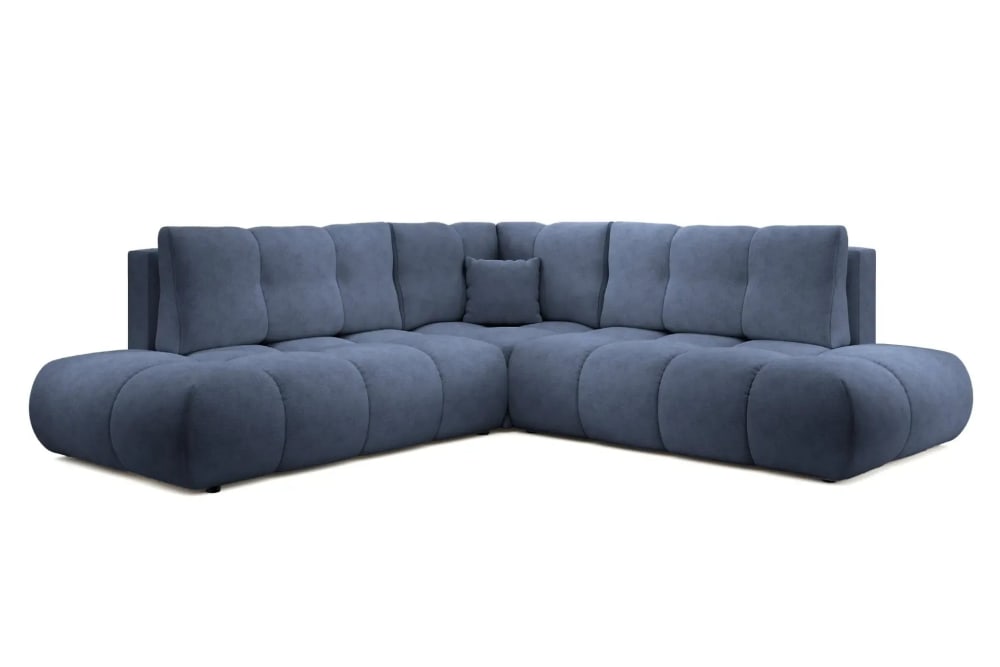 Canapé d'angle convertible tissu chenille 4 places Bleu - Droit