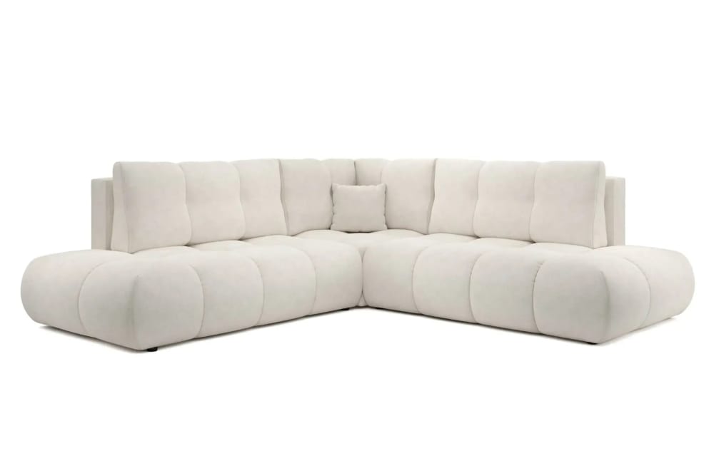 Canapé d'angle convertible tissu chenille 4 places Beige - Gauche