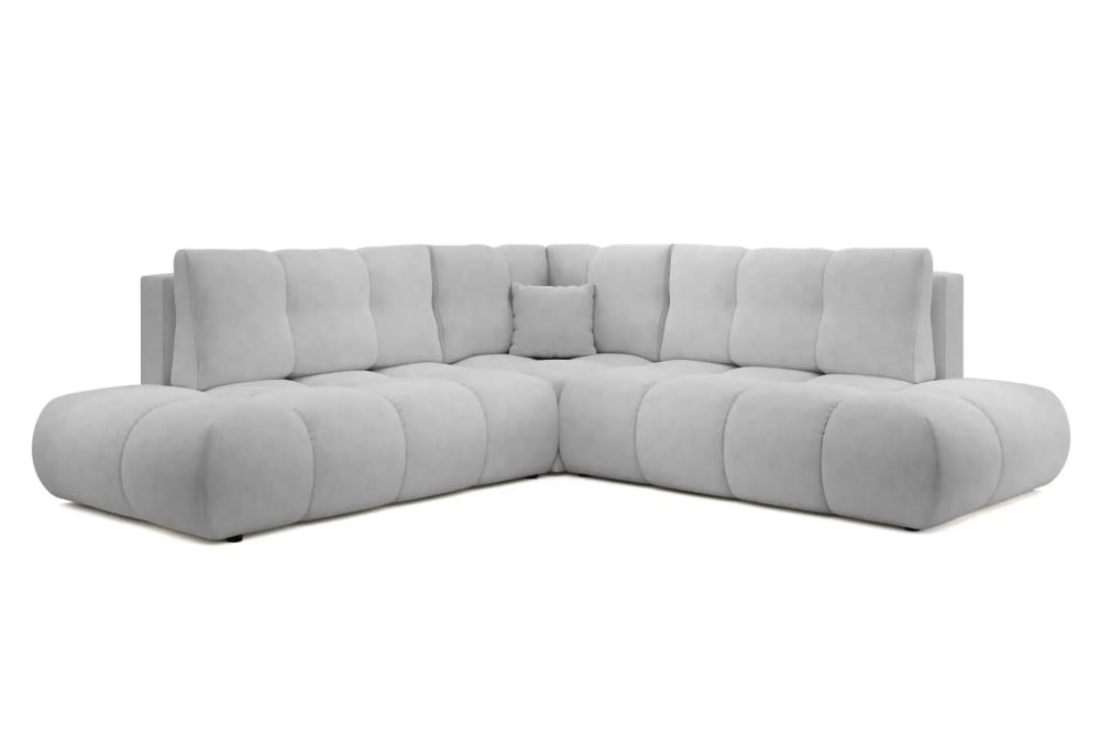 Canapé d'angle convertible tissu chenille 4 places Gris clair - Gauche