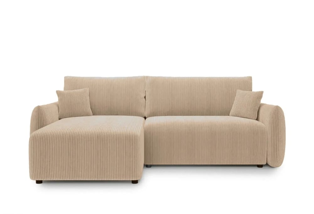 Canapé d'angle convertible velours côtelé 4 places Café