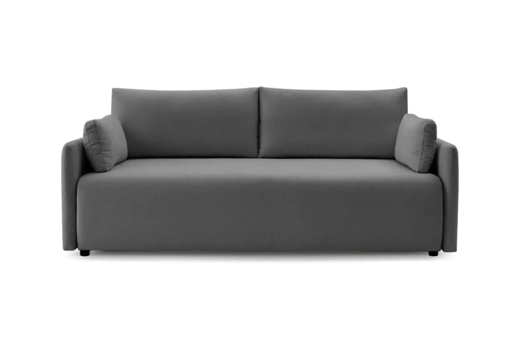 Canapé droit convertible tissu lisse 2 places Gris foncé