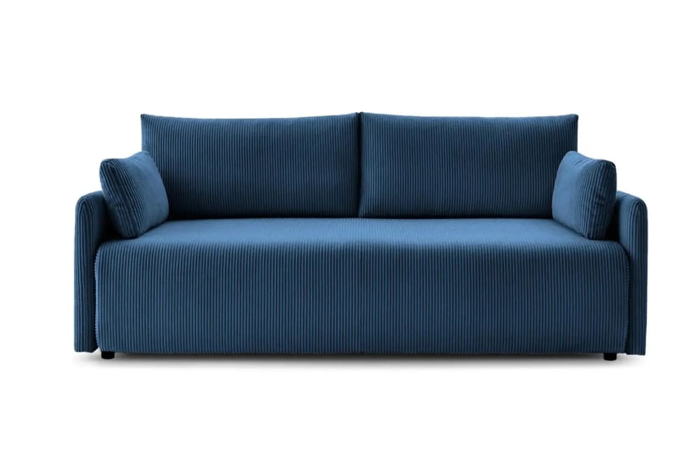 Canapé droit convertible velours côtelé 2 places Bleu