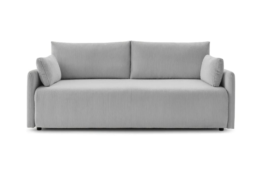 Canapé droit convertible velours côtelé 2 places Gris clair