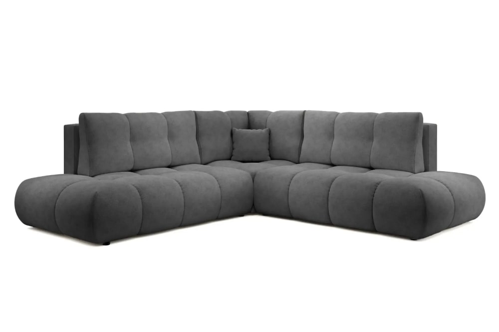 Canapé d'angle convertible tissu chenille 4 places Anthracite - Gauche