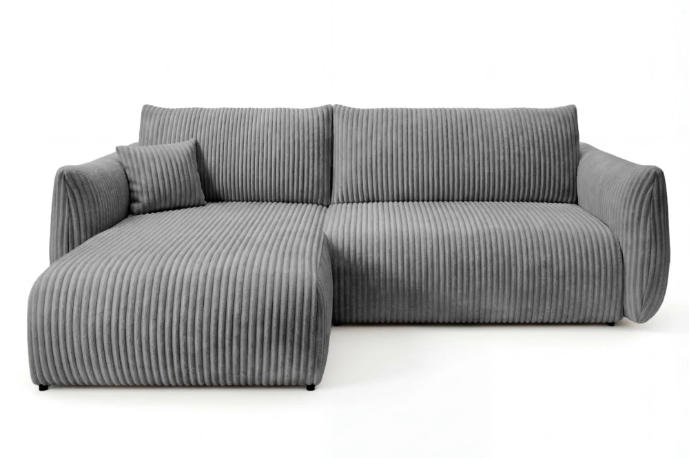 Canapé d'angle convertible velours côtelé 4 places Gris foncé