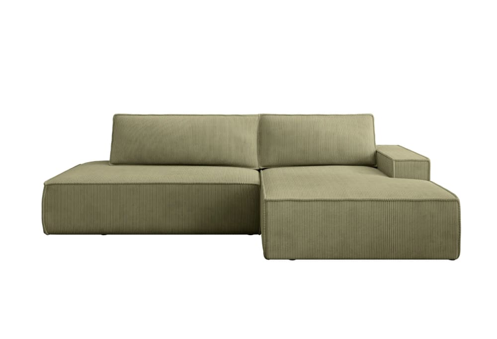 Canapé d'angle convertible velours côtelé - Vert - Gauche