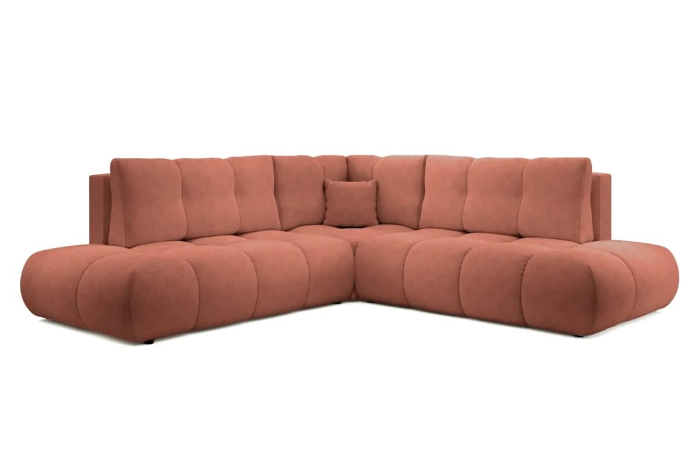 Canapé d'angle convertible tissu chenille 4 places Café - Droit