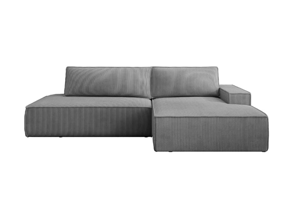 Canapé d'angle convertible velours côtelé - Gris foncé - Gauche