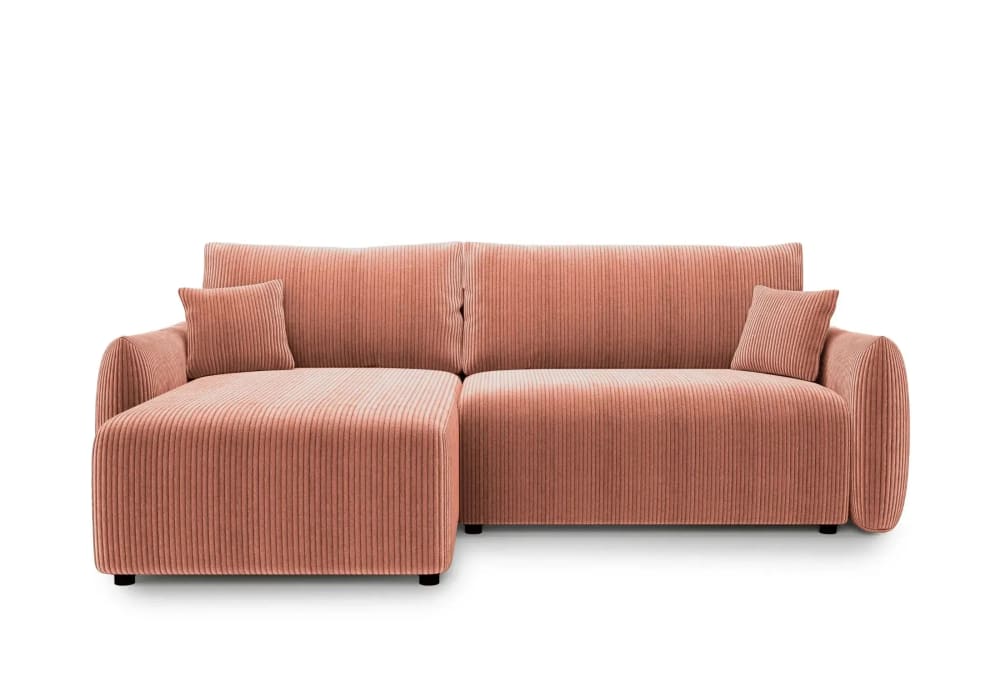 Canapé d'angle convertible velours côtelé 4 places Terracotta