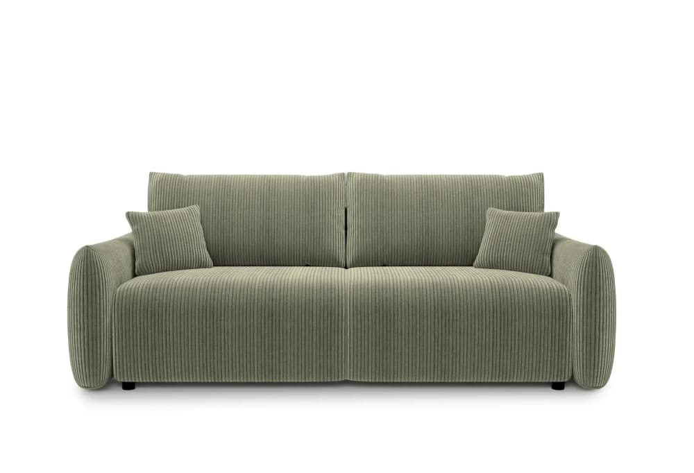 Canapé droit convertible velours côtelé 3 places Vert