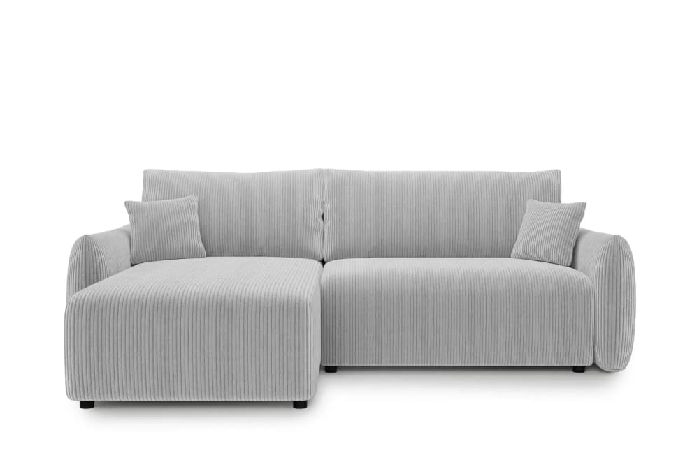 Canapé d'angle convertible velours côtelé 4 places Gris clair