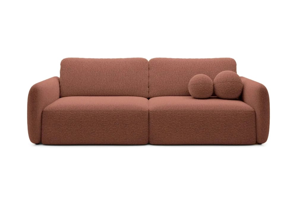 Canapé droit convertible tissu bouclette 3 places Terracotta