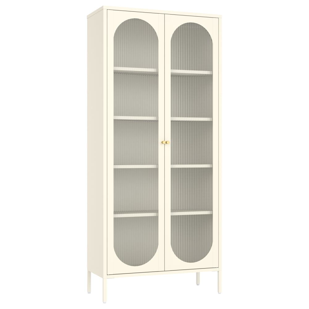 Armoire en métal blanc et verre 180cm