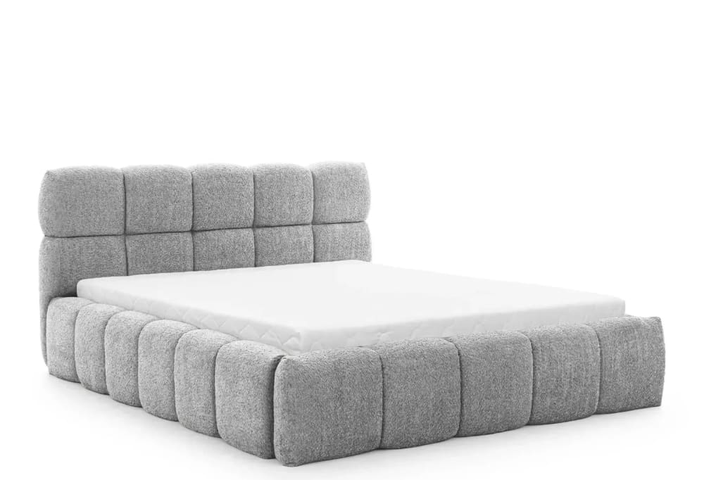 Lit coffre tissu bouclette