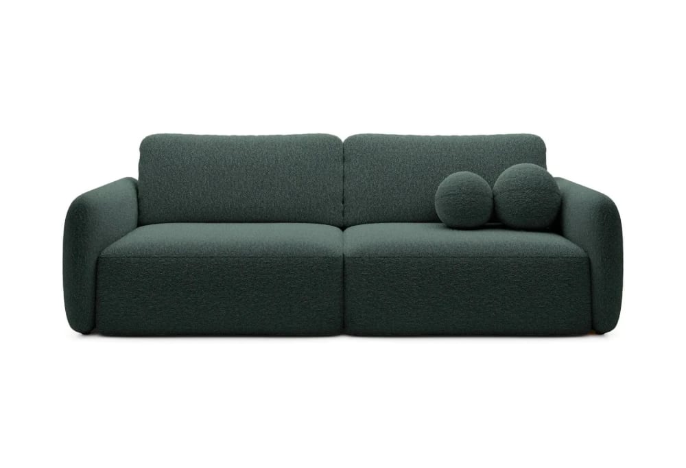 Canapé droit convertible tissu bouclette 3 places Vert