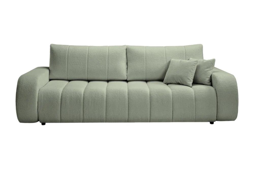 Canapé droit convertible tissu bouclette 3 places Vert