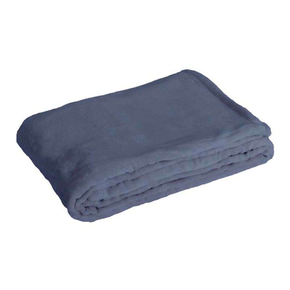 Couverture plaid polaire lisse bleu cobalt 130x170 cm
