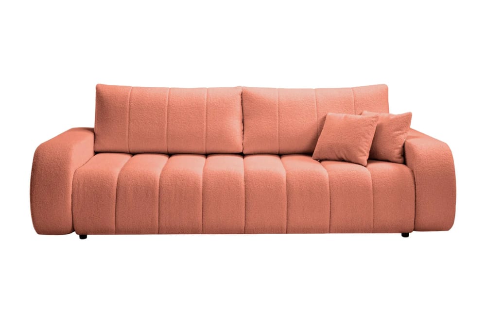 Canapé droit convertible tissu bouclette 3 places Terracotta