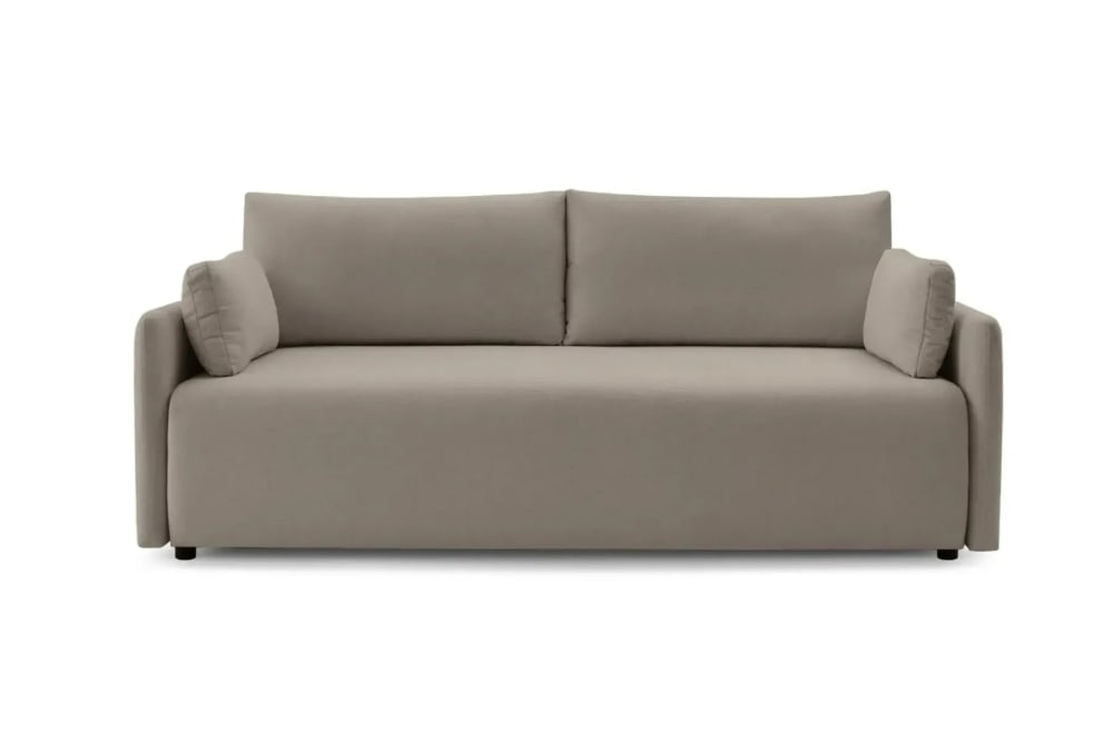 Canapé droit convertible tissu lisse 2 places Café clair