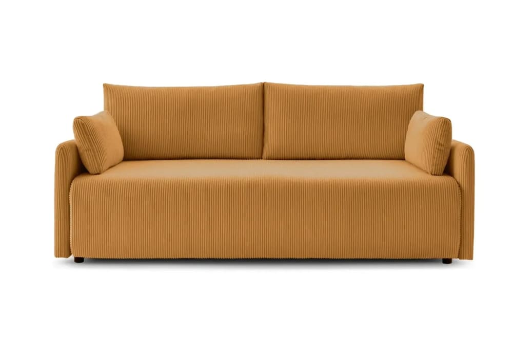 Canapé droit convertible velours côtelé 2 places Jaune