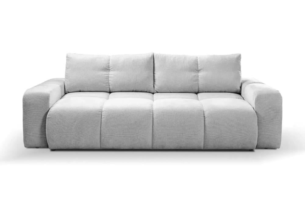 Canapé droit convertible tissu chenille 3 places Gris clair