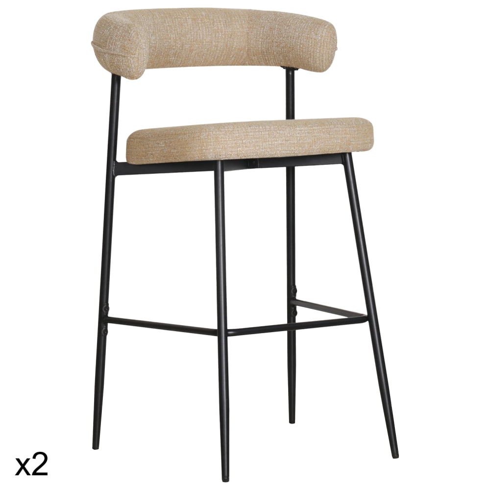 Lot 2 tabourets - tissu noir acier