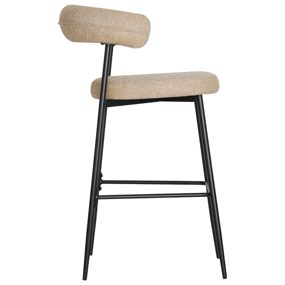 Lot de 2 tabourets de bar en tissu jaune chiné et acier noir