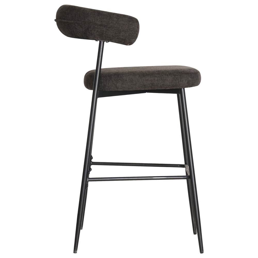 Lot de 2 tabourets de bar en tissu gris et acier noir