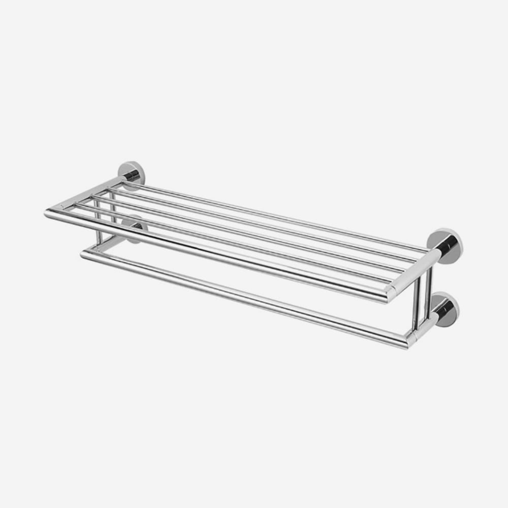 Étagère murale inox brillante pour salle de bain