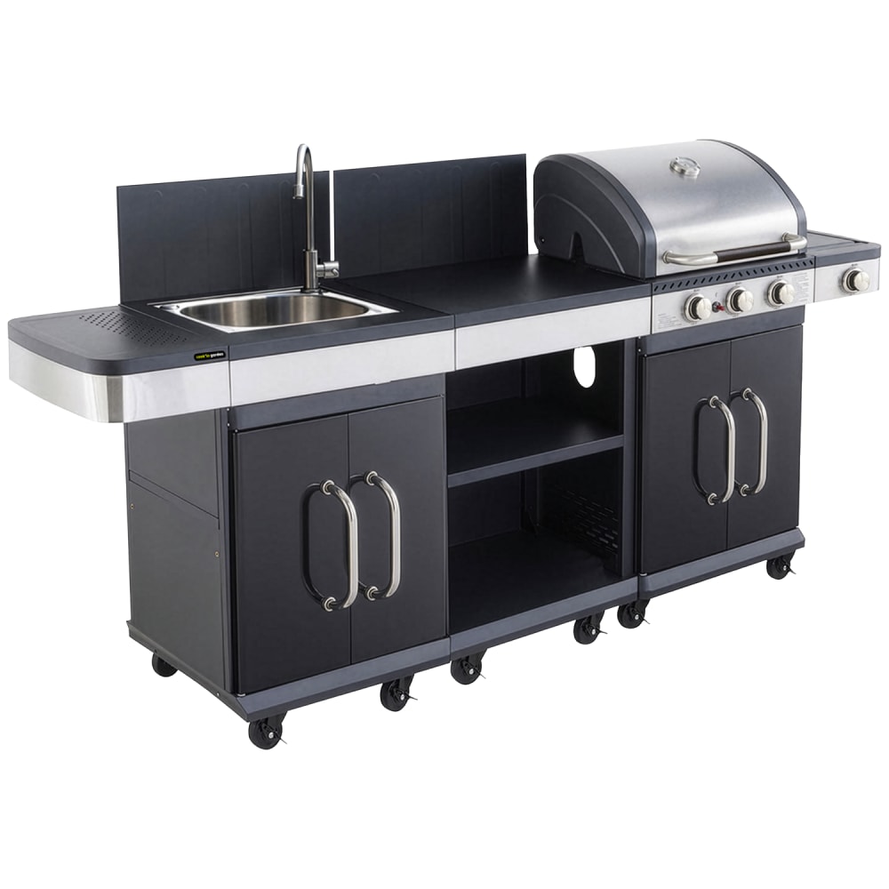 Cuisine extérieure au gaz 3 brûleurs évier desserte avec housse