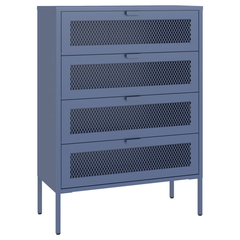 Meuble à chaussures 4 portes en métal bleu gris