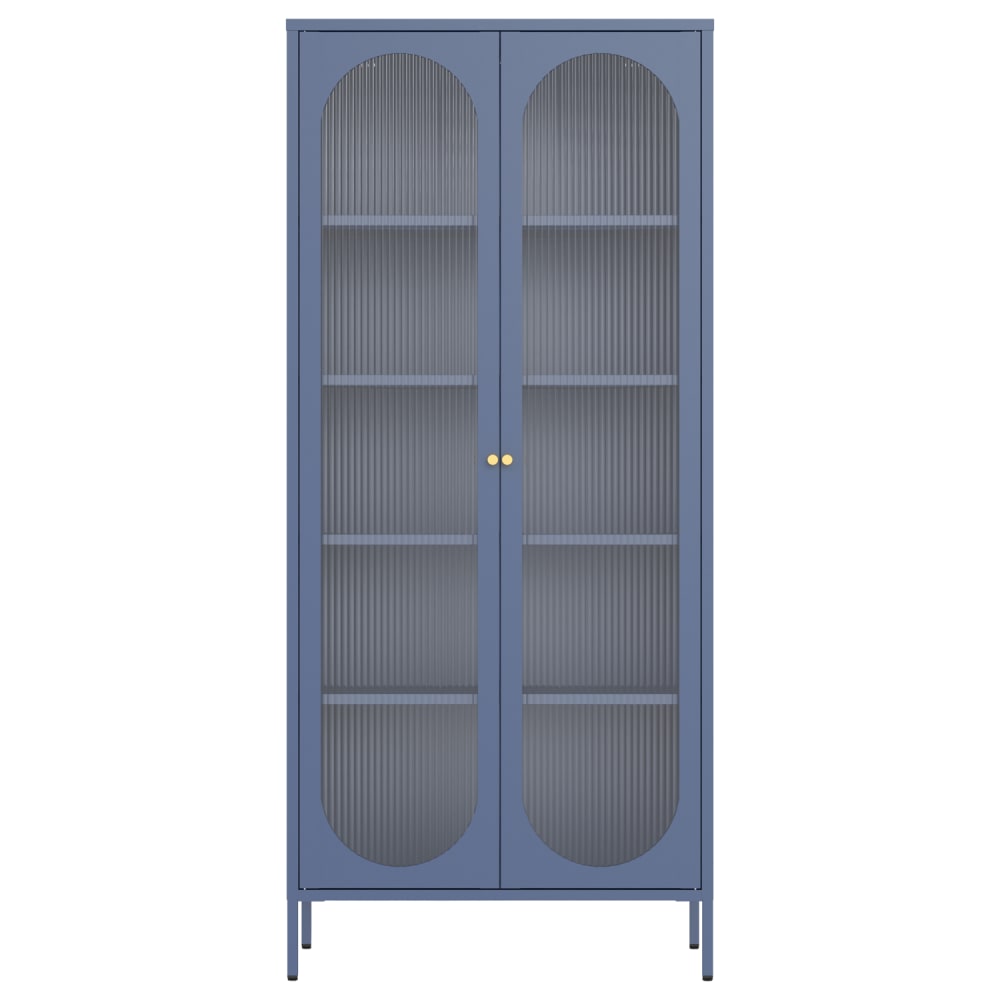 Grauer Metallschrank mit Blau und Glas 180 cm - Maisons Du Monde